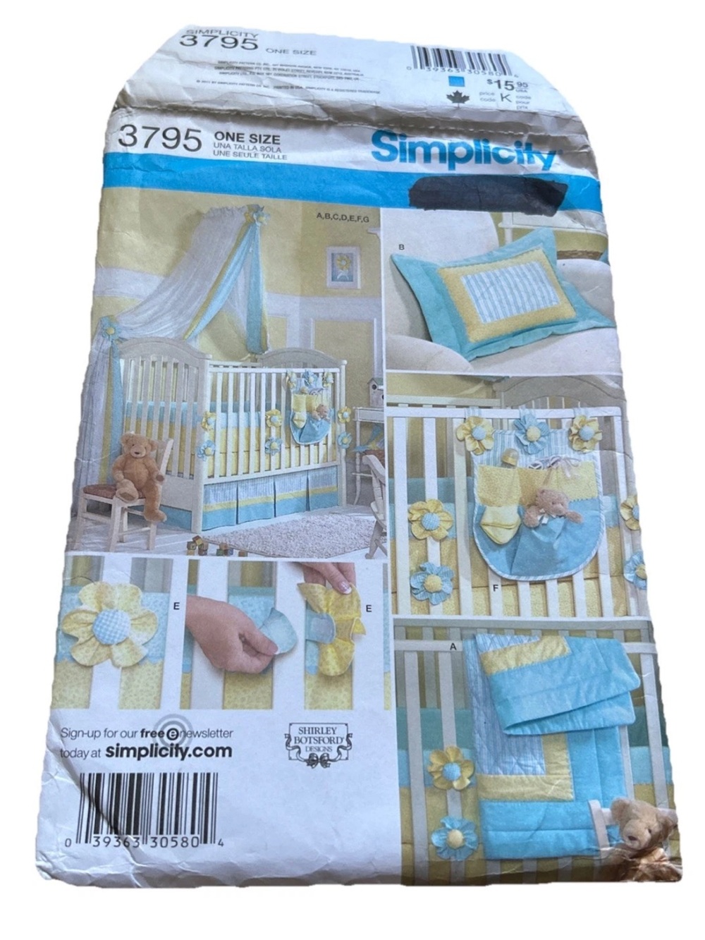 Simplicity Pattern 3795 Baby Room Accessories Quilt Canopy Pillow Uncut